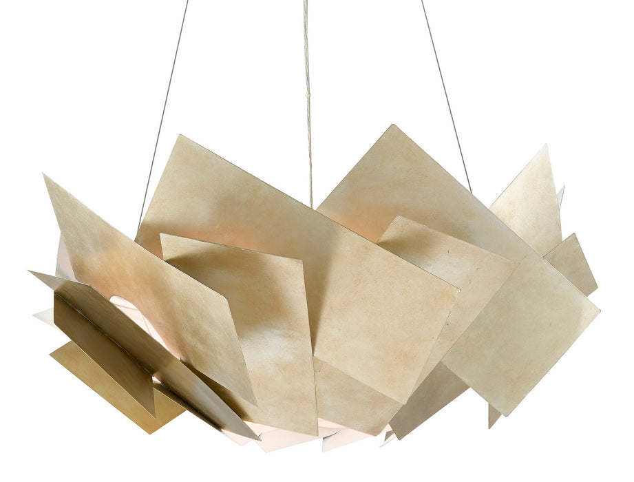 Currey and Company 9000-0549 Three Light Chandelier, Silver Leaf