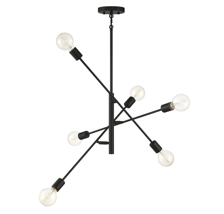 Meridian M10084MBK Six Light Chandelier, Matte Black