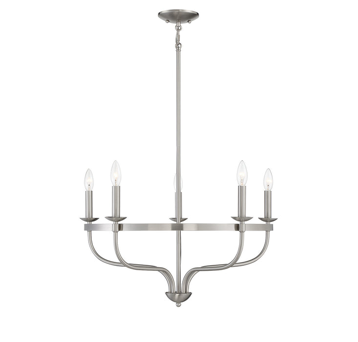 Meridian M10087BN Five Light Chandelier, Brushed Nickel