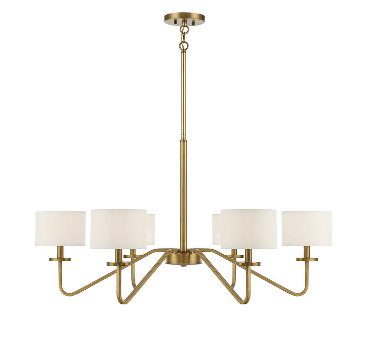 Meridian M10092NB Six Light Chandelier, Natural Brass