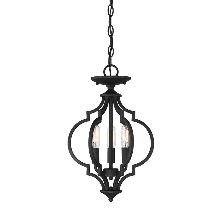 Meridian M60055MBK Three Light Semi-Flush Mount, Matte Black