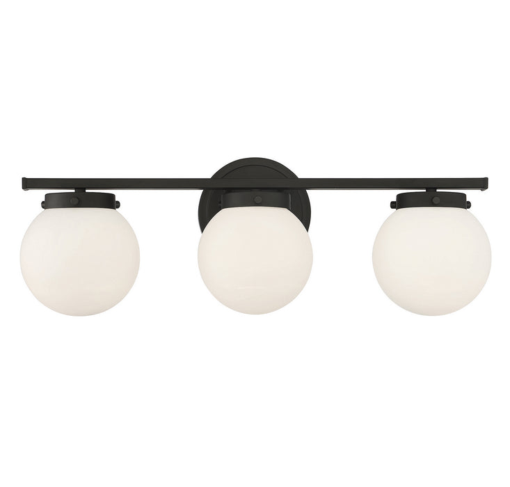 Meridian M80023MBK Three Light Bathroom Vanity Light, Matte Black