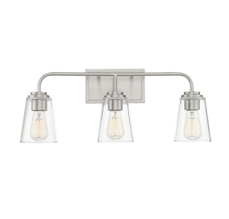 Meridian M80044BN Three Light Bathroom Vanity Light, Brushed Nickel