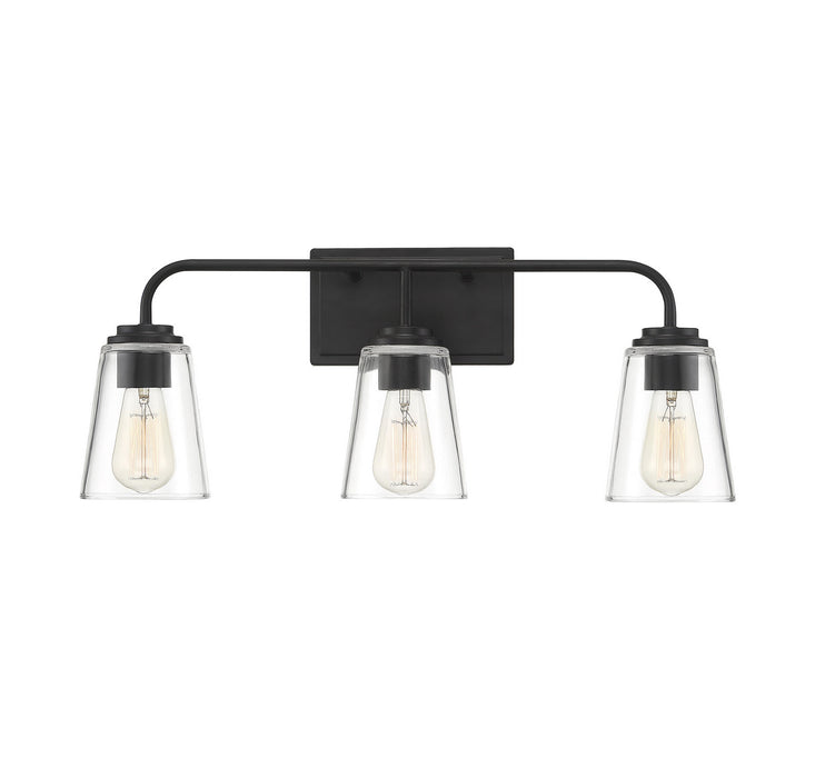 Meridian M80044MBK Three Light Bathroom Vanity Light, Matte Black