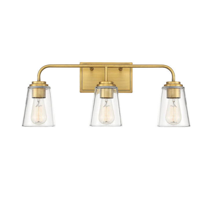 Meridian M80044NB Three Light Bathroom Vanity Light, Natural Brass