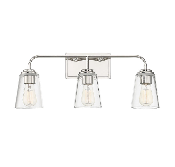 Meridian M80044PN Three Light Bathroom Vanity Light, Polished Nickel