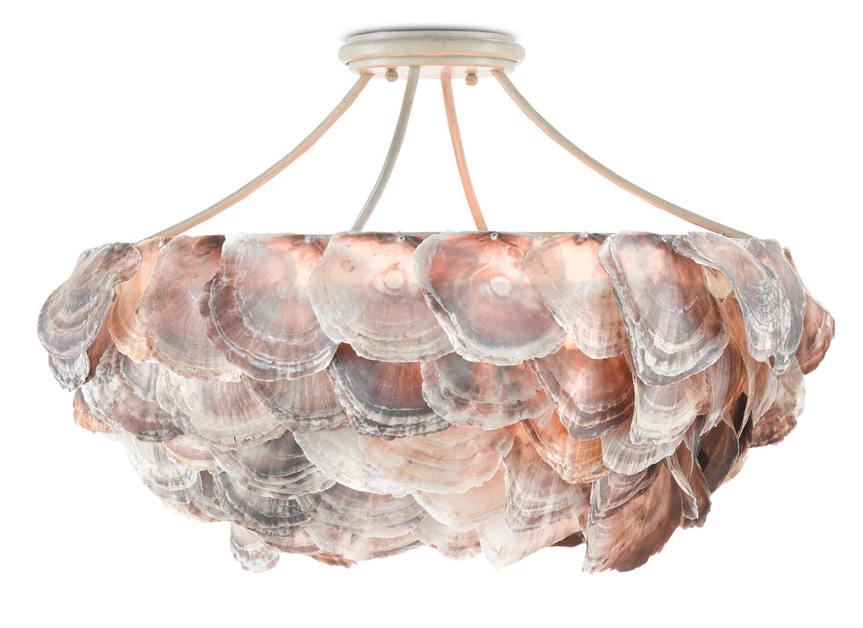 Currey and Company 9000-0755 Six Light Chandelier, Smokewood/Natural Shell