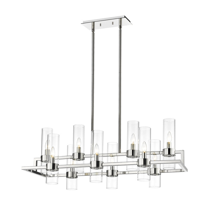 Z-Lite 4008-10PN Ten Light Linear Chandelier, Polished Nickel