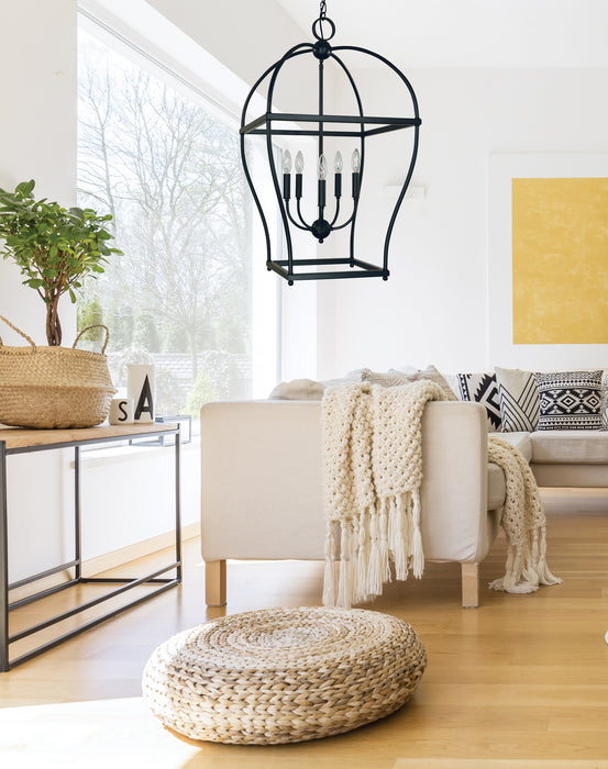 Framburg 5475 MBLACK Five Light Chandelier, Matte Black