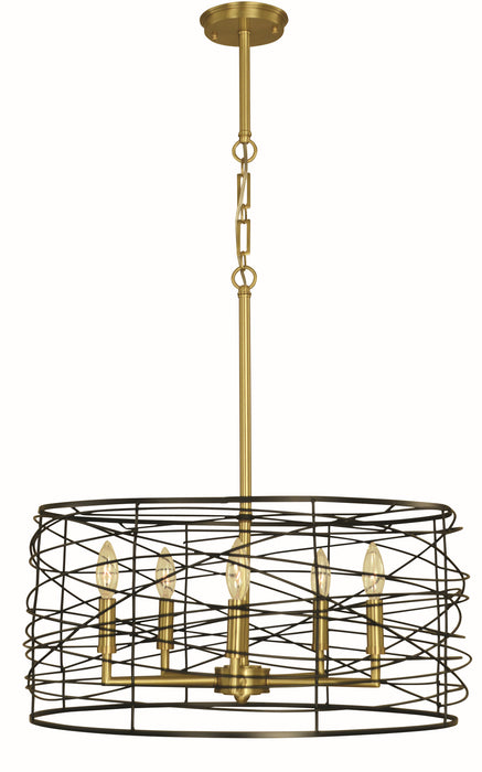 Framburg 5615 BR/MBLACK Five Light Chandelier, Brushed Brass/Matte Black