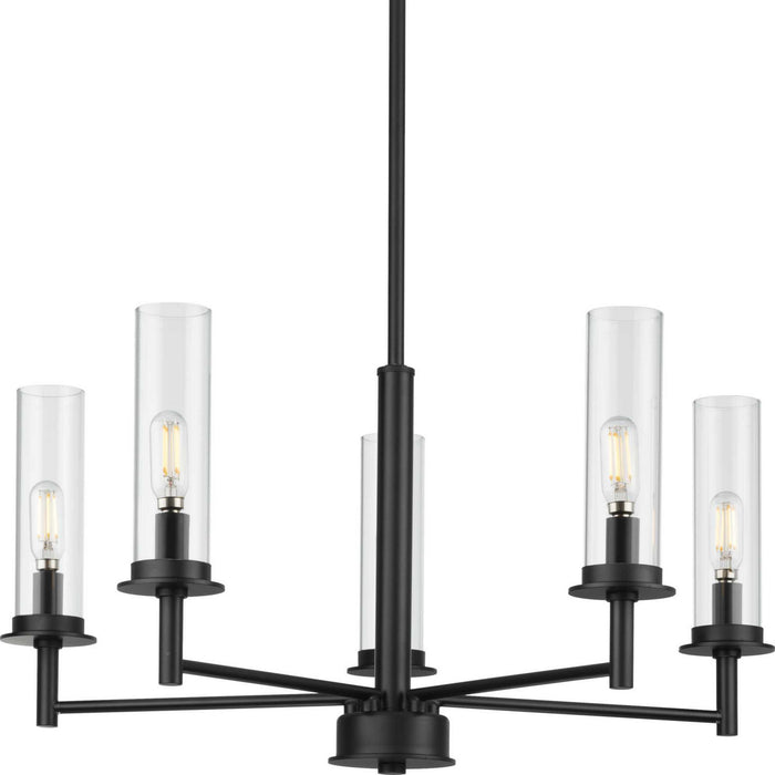 Progress Lighting P400251-031 Five Light Chandelier, Matte Black