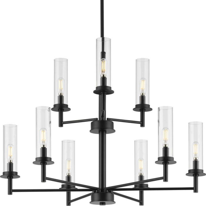 Progress Lighting P400252-031 Nine Light Chandelier, Matte Black