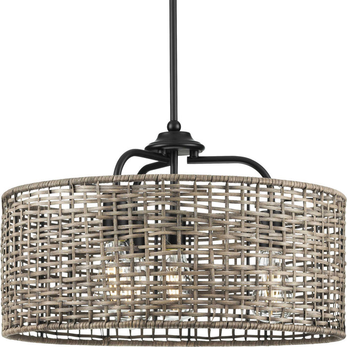 Progress Lighting P500308-031 Four Light Pendant, Matte Black