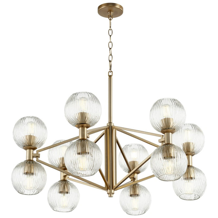 Cyan 10963 12 Light Chandelier, Aged Brass