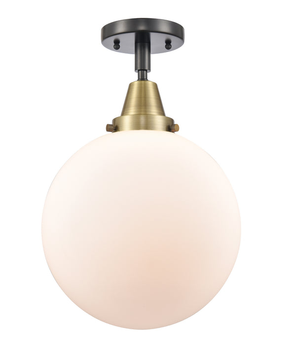 Innovations 447-1C-BAB-G201-10 One Light Flush Mount, Black Antique Brass