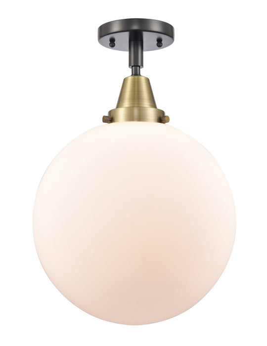 Innovations 447-1C-BAB-G201-12 One Light Flush Mount, Black Antique Brass