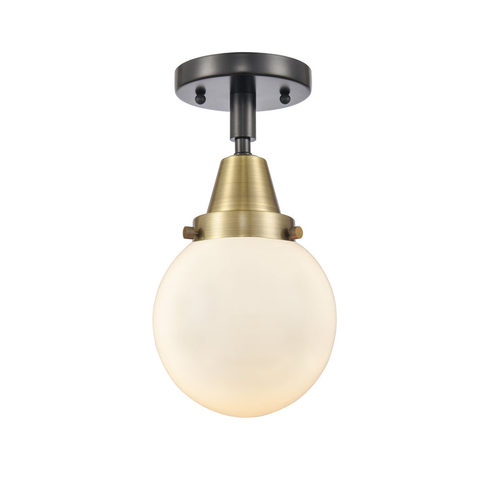 Innovations 447-1C-BAB-G201-6 One Light Flush Mount, Black Antique Brass