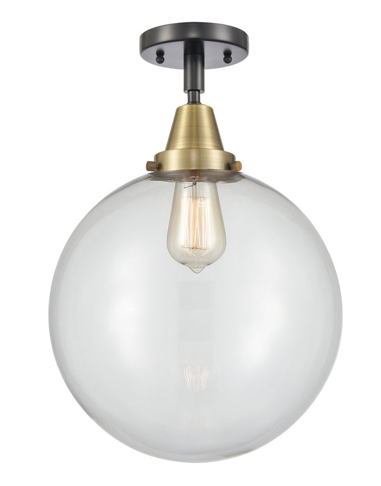 Innovations 447-1C-BAB-G202-12 One Light Flush Mount, Black Antique Brass