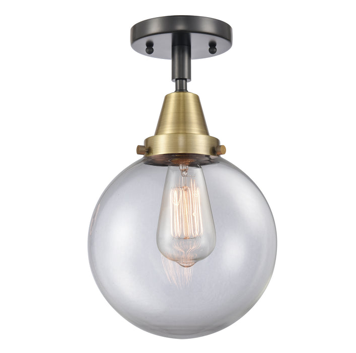 Innovations 447-1C-BAB-G202-8 One Light Flush Mount, Black Antique Brass
