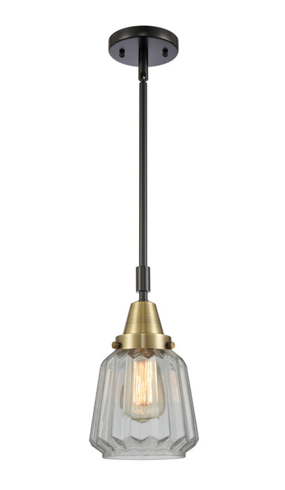Innovations 447-1S-BAB-G142 One Light Mini Pendant, Black Antique Brass