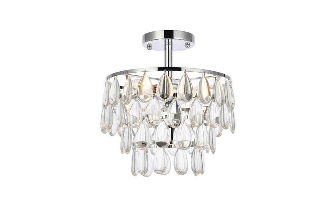 Elegant Lighting 1103F12C Three Light Flush Mount, Chrome