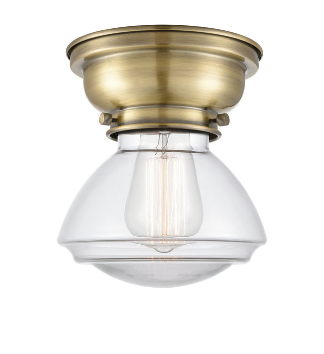 Innovations 623-1F-AB-G322 One Light Flush Mount, Antique Brass