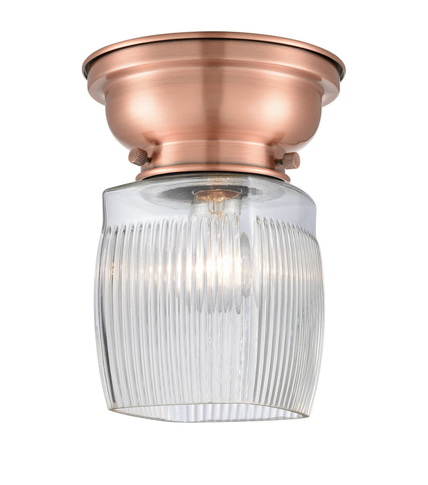 Innovations 623-1F-AC-G302 One Light Flush Mount, Antique Copper