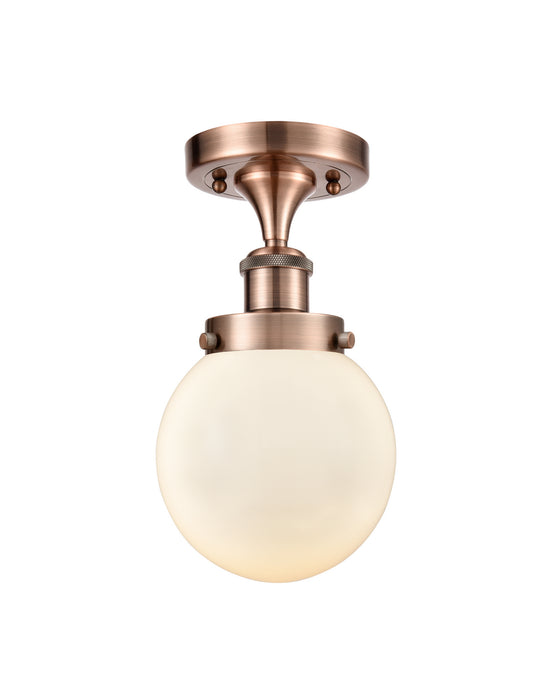 Innovations 916-1C-AC-G201-6 One Light Semi-Flush Mount, Antique Copper