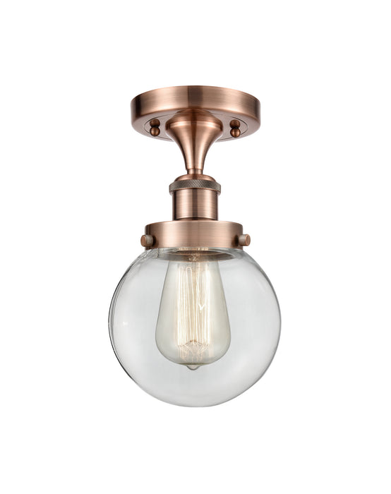 Innovations 916-1C-AC-G202-6-LED LED Semi-Flush Mount, Antique Copper
