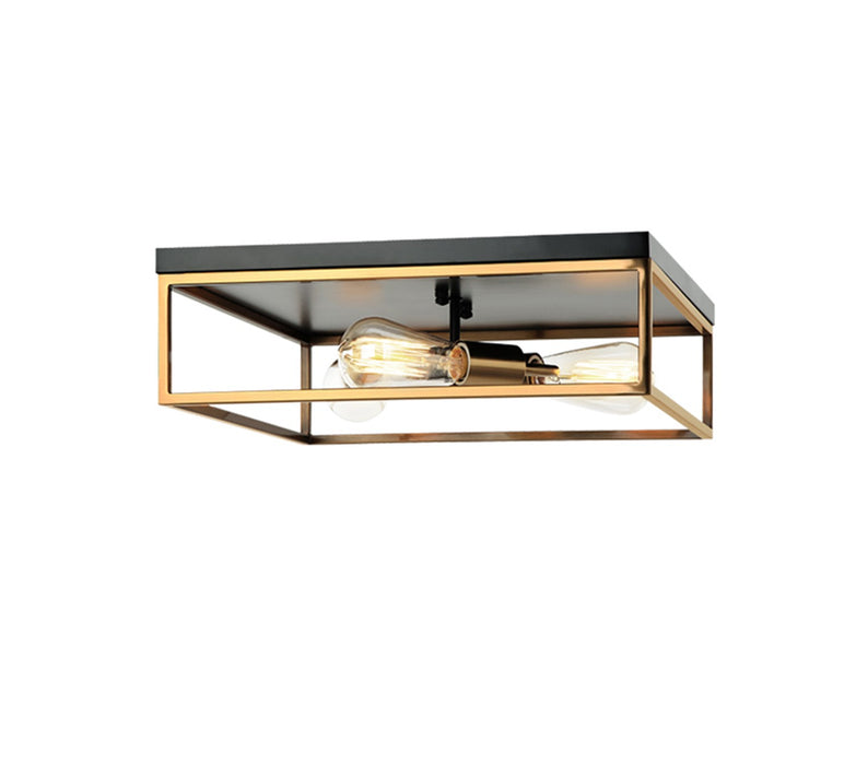Justice Designs NSH-4490-MBBR Three Light Flush-Mount, Matte Black w/ Brass