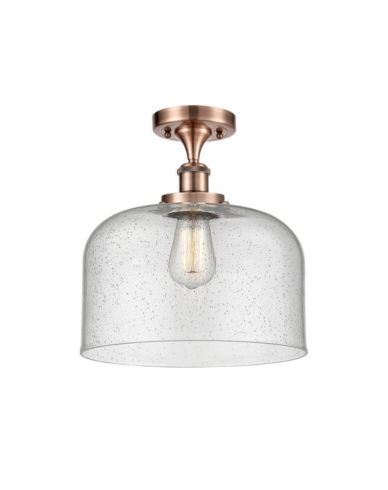 Innovations 916-1C-AC-G74-L One Light Semi-Flush Mount, Antique Copper