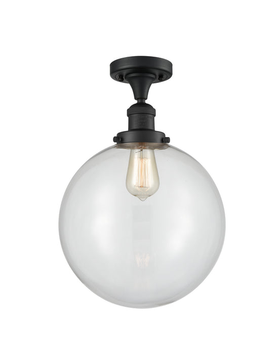 Innovations 517-1CH-BK-G202-12 One Light Semi-Flush Mount, Matte Black