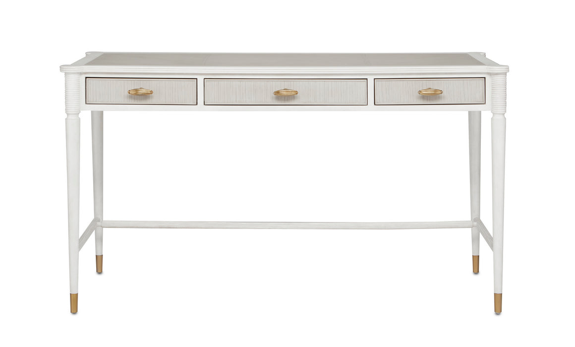Currey and Company 3000-0190 Desk, Off White/Fog/Brass
