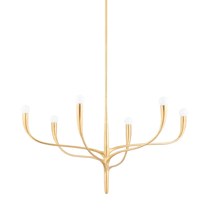 Hudson Valley 9606-VGL Six Light Chandelier, Vintage Gold Leaf