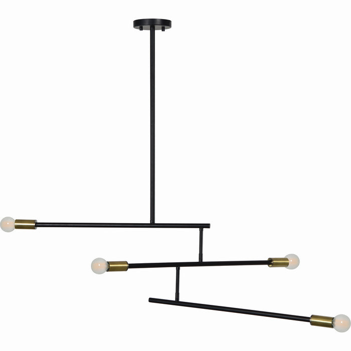 Renwil LPC4255 Four Light Ceiling Fixture, Matte Black, Antique Brass