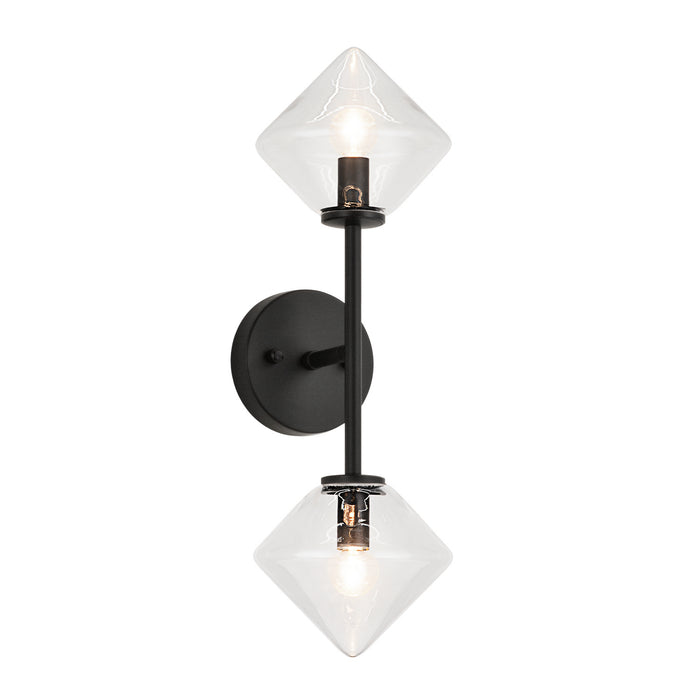Matteo Lighting W81742BKCL Two Light Wall Sconce, Black