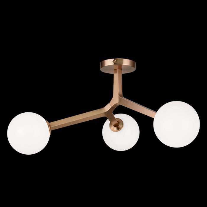 Matteo Lighting X81503AGOP Three Light Ceiling Mount, Aged Gold Brass
