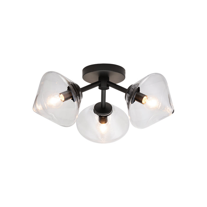Matteo Lighting X81743BKCL Three Light Ceiling Mount, Black