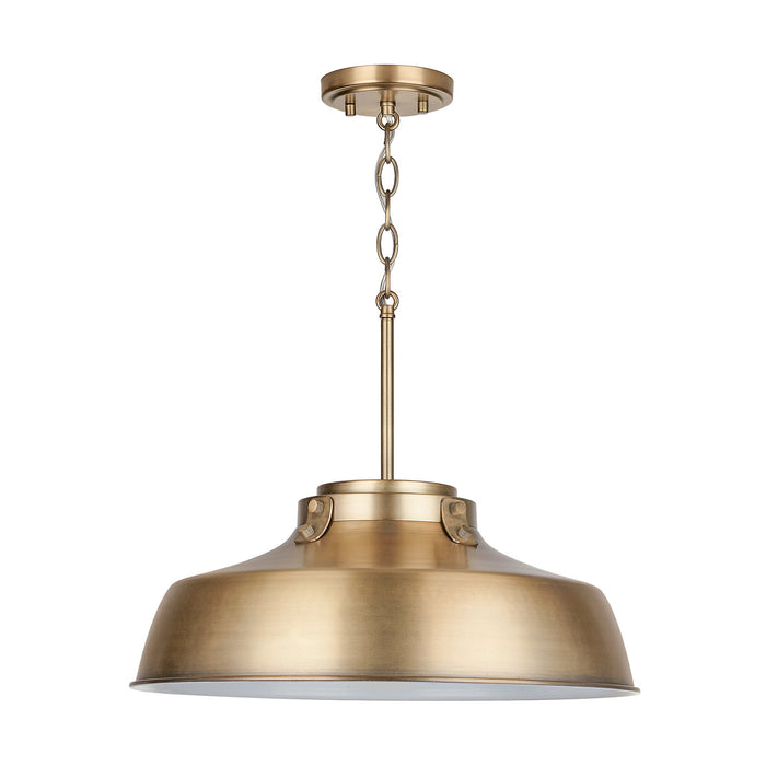 Capital Lighting 9D328A One Light Pendant, Aged Brass