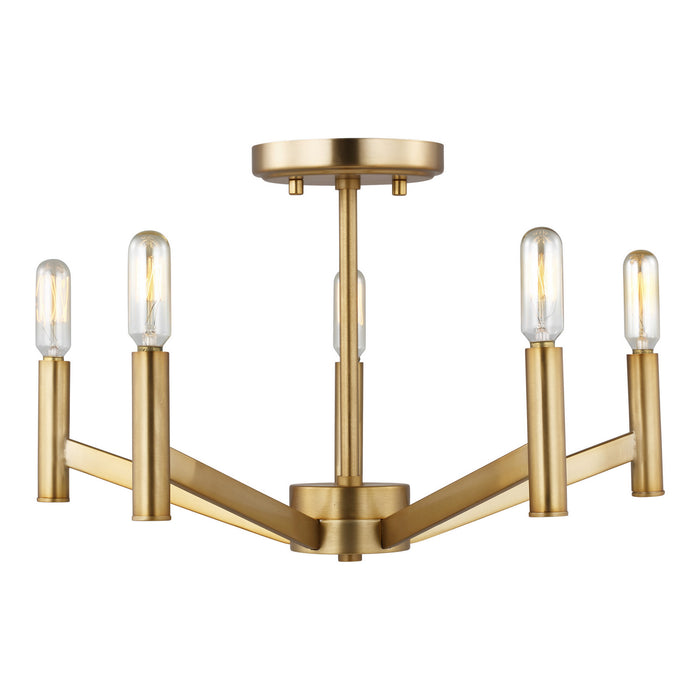 Visual Comfort Studio 7724305EN-848 Five Light Semi-Flush Mount, Satin Brass
