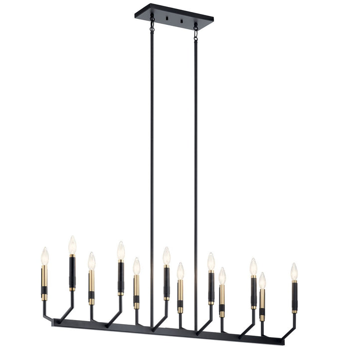 Kichler 52350BK 12 Light Linear Chandelier, Black