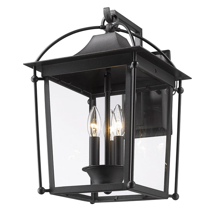 Golden 4305-OWL NB-CLR Three Light Outdoor Wall Sconce, Natural Black