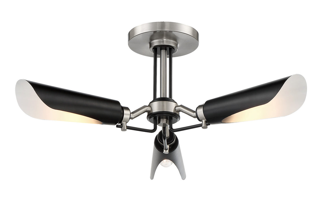 George Kovacs P1693-691 Three Light Semi Flush Mount, Coal With Brushed Nickel