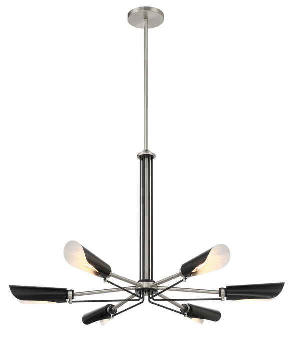 George Kovacs P1696-691 Six Light Chandelier, Coal With Brushed Nickel