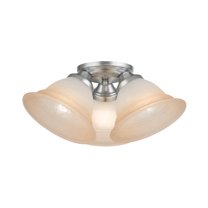 Livex Lighting 40729-81 Three Light Flush Mount, Painted Satin Nickel
