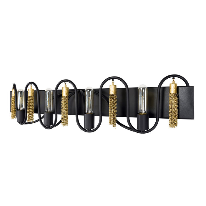 Varaluz 354B04MBAG Four Light Bath, Matte Black/Antique Gold