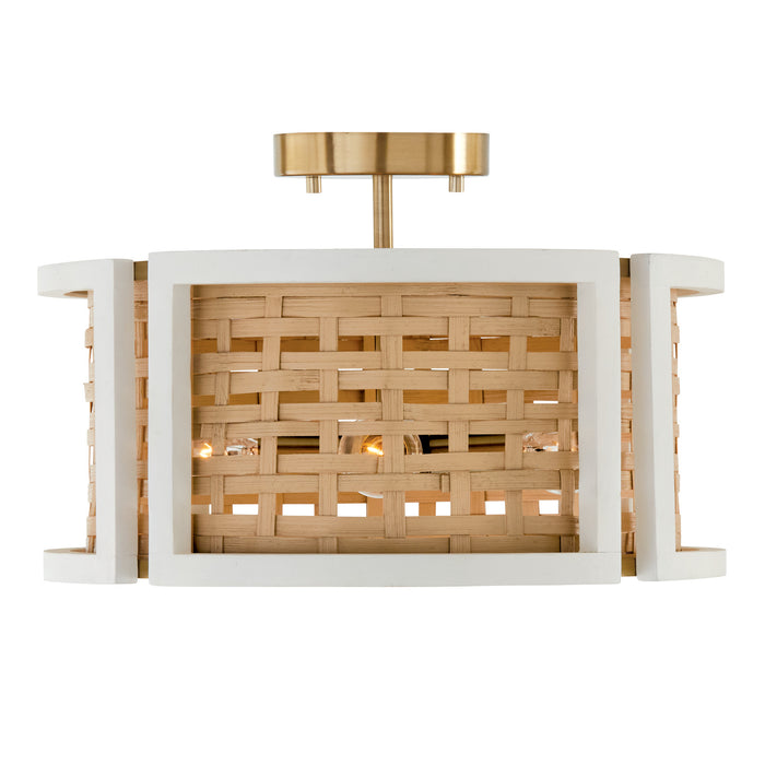 Capital Lighting 244341WM Four Light Semi Flush Mount, Flat White and Matte Brass