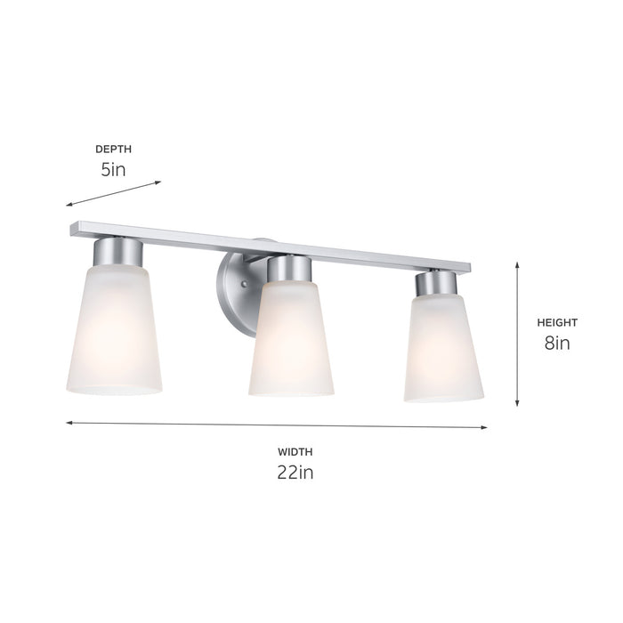 Kichler 55121NI Three Light Bath, Brushed Nickel