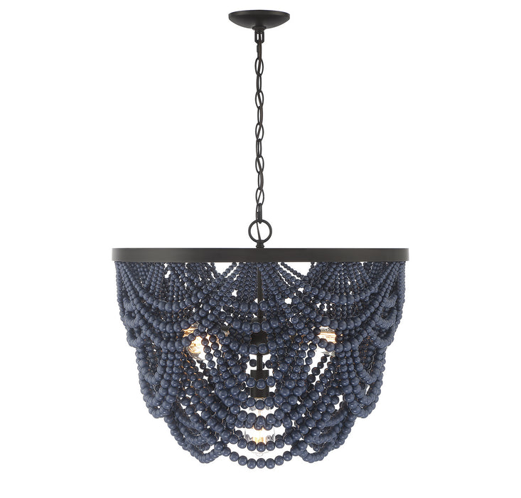 Meridian M100101NBLORB Five Light Chandelier, Navy Blue with Oil Rubbed Bronze