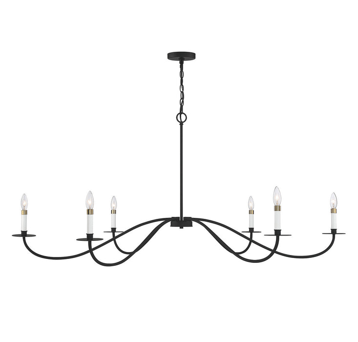 Meridian M100105MBK Six Light Chandelier, Matte Black